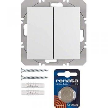 KNX Double Rocker Wireless Wall Transmitter, Polar White Gloss Finish, with Full KNX Transmission Capability