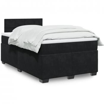 Cama box spring con colchón de muelles en terciopelo negro 120x200 cm Vidaxl