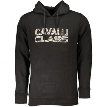 Cavalli Class Black Cotton Hoodie with Logo - Size S