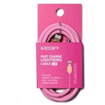 Cable Groovy USB 2.0 a USB-C Apple Lightning 1m Silicona Color Rosa Flamenco