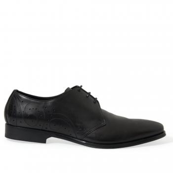 Dolce & Gabbana Black Calfskin Leather Derby Men's Dress Shoes - EU43/US10