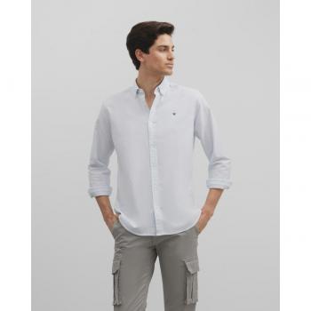 Camisa sport oxford raya horizontal celeste para Hombre