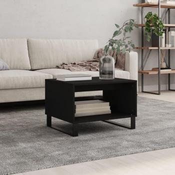 Mesa de centro de madera de ingeniería 60x50x40 cm en color blanco y negro, brillante, para salón o comedor, también conocida como mesita auxiliar o mesa de café