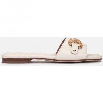 Sandalias planas de piel en color blanco modelo FAMARA