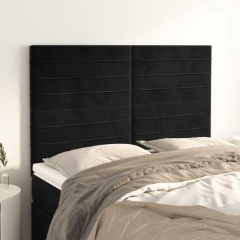 Cabecero de terciopelo negro 4 piezas 72x5x78/88 cm