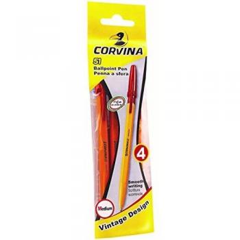 Corvina Vintage - Pack 4 boligrafos, color rojo