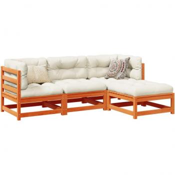 vidaXL 4 Piece Garden Sofa Set Wax Brown Solid Wood Pine