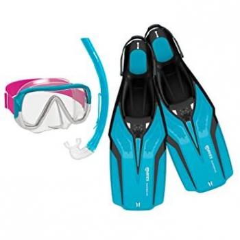 Mares Aquazone Conjunto de Esnórquel para Niños Nateeva Keewee Junior, Set con Máscara, Tubo y Aletas de Snorkel, Unisex, Agua, XS