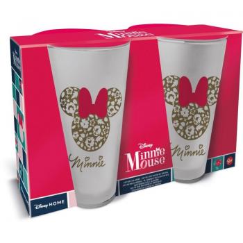 Set de 2 Vasos de Cristal Minnie Mouse Flores 490 ml