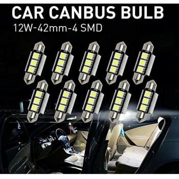Mihaz 10x 36mm Can-bus Error Festoon Libre 3SMD W5W C5W 5050 LED SMD Bombillas Para el interior del coche luces o matrícula Bombillas LED