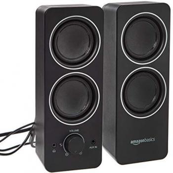 Amazon Basics - Altavoces multimedia, con cable, fuente de alimentación de CA
