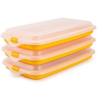 Recipientes Apilables Porta Embutidos y Alimentos Deli - Lote de 3 Color Amarillo, Conservación Óptima en Nevera, Medidas 24.8 x 14.4 x 3.3