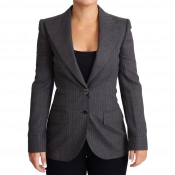 Dolce & Gabbana Gray Single Breasted Fitted Blazer Wool Jacket - IT36 | XS, Female, Size: 3XS Gray Striped Wool Blazer Jacket