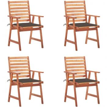 Outdoor Dining Chairs Set of 4 with Cushions Solid Acacia Wood