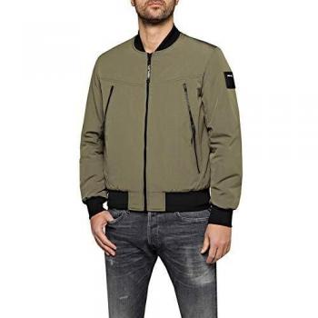 REPLAY Men's Bomber Jacket Olive Green in Size Large