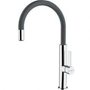 Teka | Grifo de cocina monomando con caño giratorio y aireador anti-calcáreo | FOT 995 | Gris | 42 x 22 cm