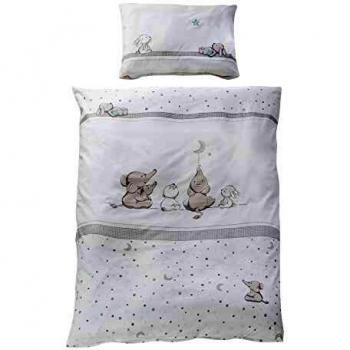 Juego de sábanas para cuna reversible Magia de Estrellas 2 piezas 100% algodón (funda nórdica 100x135 cm + funda de almohada 40x60 cm)