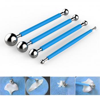 Flores de Fondant herramienta Set de 4, Cake Decration Tool Set Fondant Cake Cutter Sugarcraft Icing Decoración Flores herramientas para modelar