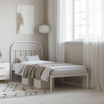 Cabecero de metal blanco con estructura de cama 90x200 cm Vidaxl