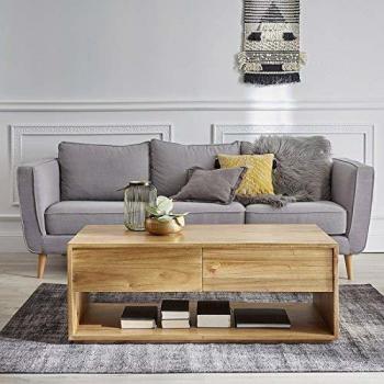 Mesa de centro Berah Getah de madera maciza de mindi con 4 cajones
