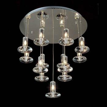 Colgante de suspensión Troy redondo 13 bombillas G4 cromo pulido y cristal, no compatible con LED/CFL