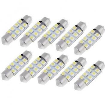 10 x 36mm 3.8cm 3528 SMD 8 LED Blanco Dome Festoon Bombillas 6411 6413