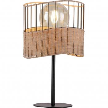Lámpara de mesa Reed de madera y metal