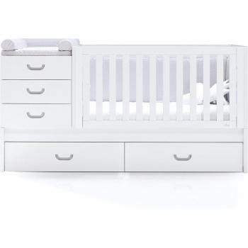 Cuna Convertible Alondra Konver Sero Joy Grey con 2 Cajones (70 x 140 cm) en color blanco/gris claro