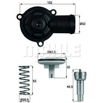 Termostato MAHLE ORIGINAL TI 220 87D, tipo refrigerante, temperatura de apertura 87°C, compatible con múltiples modelos de vehículos