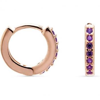 Pendientes Leofcar Essential bañados en oro rosa de ley 925 con circonita amatista