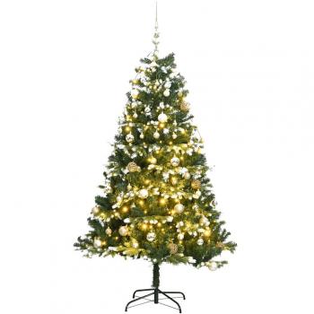 Hinged Artificial Christmas Tree with 150 LEDs and Ornaments, 120 cm (47.2)