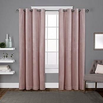 Reconditioned A+ Velvet Blush Light Filtering Grommet Top Curtains (Set of 2) - 54 in. W x 108 in. L