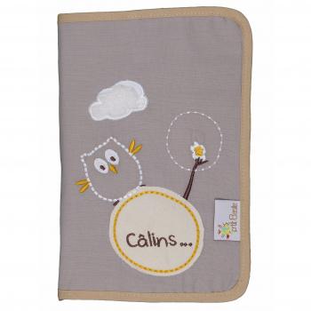 P 'tit Basile - Funda para cartilla de salud bebé en algodón Bio búho 24 x 17 cm