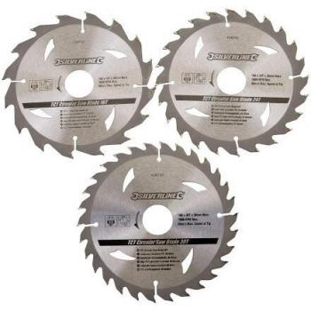 Silverline 436755 - Discos de TCT para sierra circular 16, 24, 30 dientes, 3 pzas