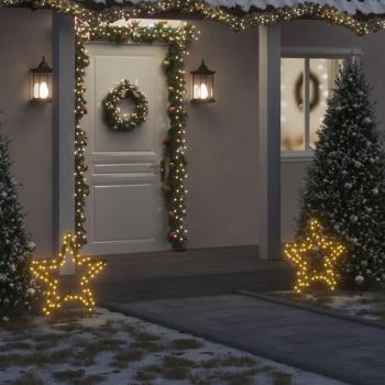 Estrella de Luz Decorativa Navidad con Estacas 80 LED 60 cm Color Verde Vidaxl
