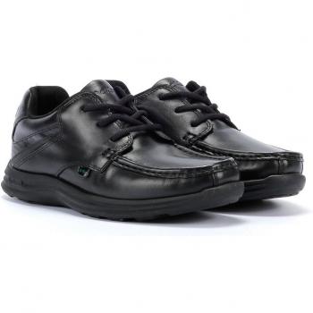 Kickers Youth Reasan Lace Black Leather Shoes for Boys