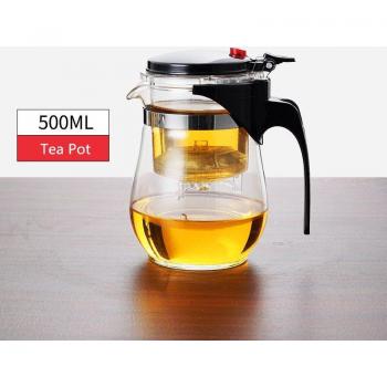 Juego de té kung-fu chino con infusor de vidrio resistente al calor y tetera Puer, cafetera de vidrio para oficina