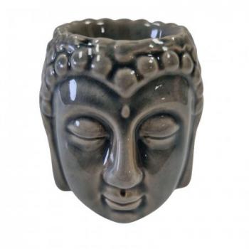 Quemador de Aceite Buda Azul con diseño elegante, ideal para aromaterapia y decoración, fabricado en cerámica resistente al calor, incluye espacio para velas pequeñas y una bandeja para aceite esencial, perfecto como regalo para ocasiones especiales