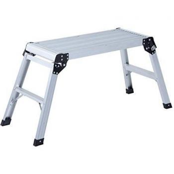 HOMCOM Banco Plegable Plataforma de Trabajo Escalera de Aluminio 150Kg Escalon Taburete