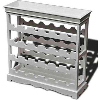 vidaXL Botellero Estante de Almacenamiento de Vino para 14 Botellas Mueble Bar Estantería Guardar Organizador de Bebidas de Madera de Abeto Blanco