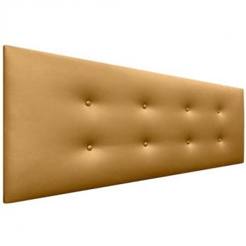 Cabecero Tapizado de Polipiel Aqualine Dorado con 2 Hileras de Botones, 160x50cm para Camas de 150/160 cm