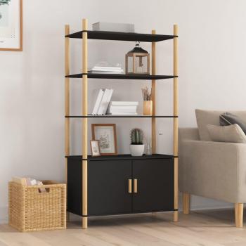 Aparador alto negro de madera contrachapada 80x40x153 cm