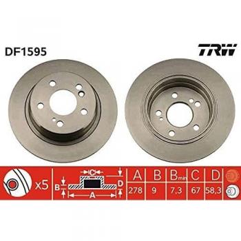 Disco de freno TRW DF1595 - Disco de freno, marca TRW, modelo DF1595, diseñado para ofrecer un rendimiento óptimo en sistemas de frenos, fabricado con materiales de alta calidad para mayor durabilidad y