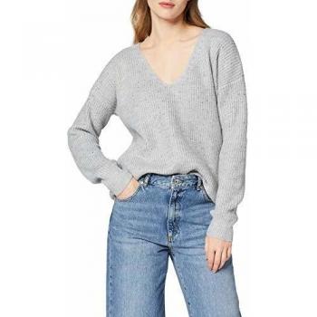 Superdry Erin Embellished Vee Knit suéter, Gris