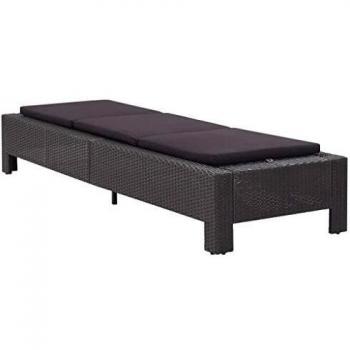 Black Poly Rattan Sunbed with Cushion
