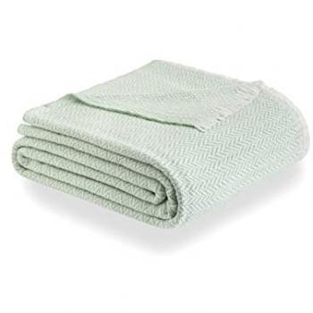 Manta de Algodón Extra Suave Cuatro Estaciones, Colcha Multiusos Sofá, Plaid para Cama, Foulard Verde Mint 230 x 240 cm