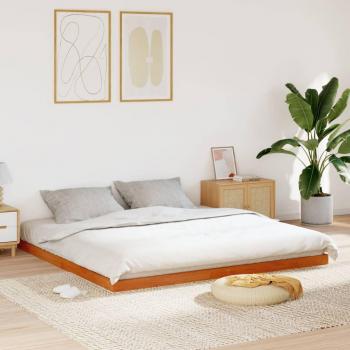 Cama de madera maciza de pino marrón con cera 180x200 cm