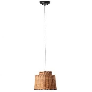 Lámpara colgante Faro Barcelona Saipan 65134-76 Negro/Ratan