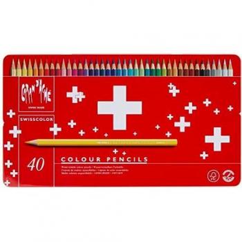 CARAN d'ACHE 1285.740 SwissColor Color Lápiz con caja de metal, Paquete de 40