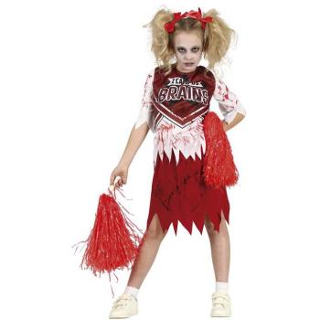 Guirca Disfraz de Animadora Roja y Blanco Zombie para niña